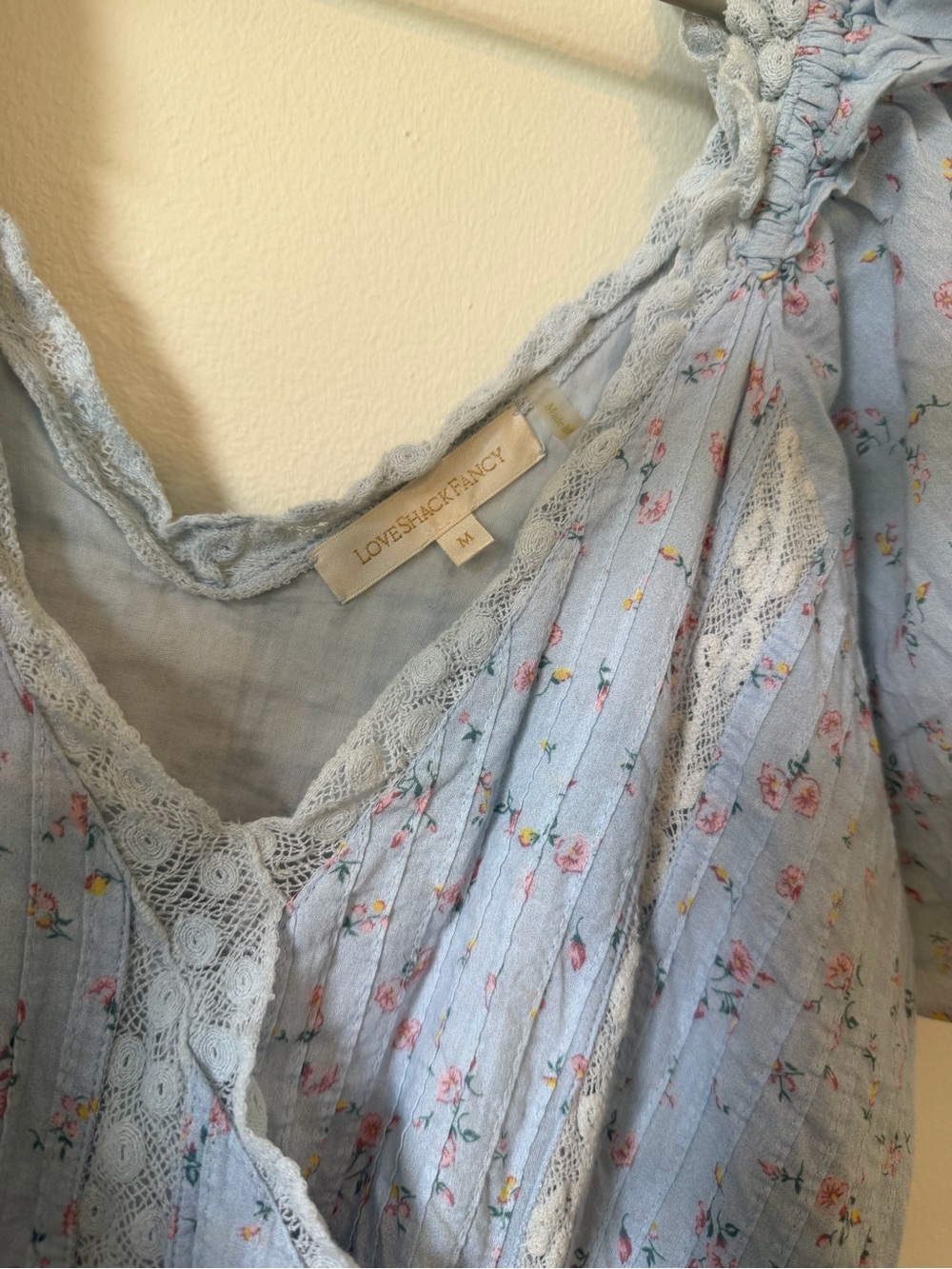 LoveShackFancy Carlo Dress Bonnet Blue, floral print, ruffle details size M - Picture 3 of 4